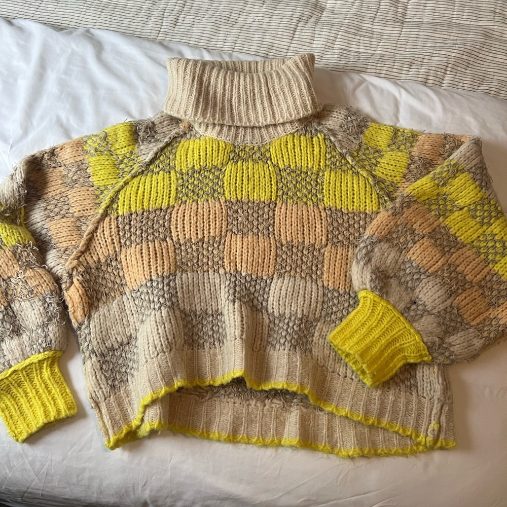 Free People Check Me Out Sweater In Macaroon Combo XL